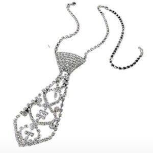 Cubic Zirconia Silver Tie Necklace